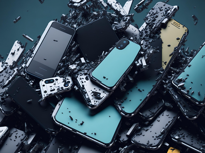 스마트폰 여러대가 놓여있는 사진