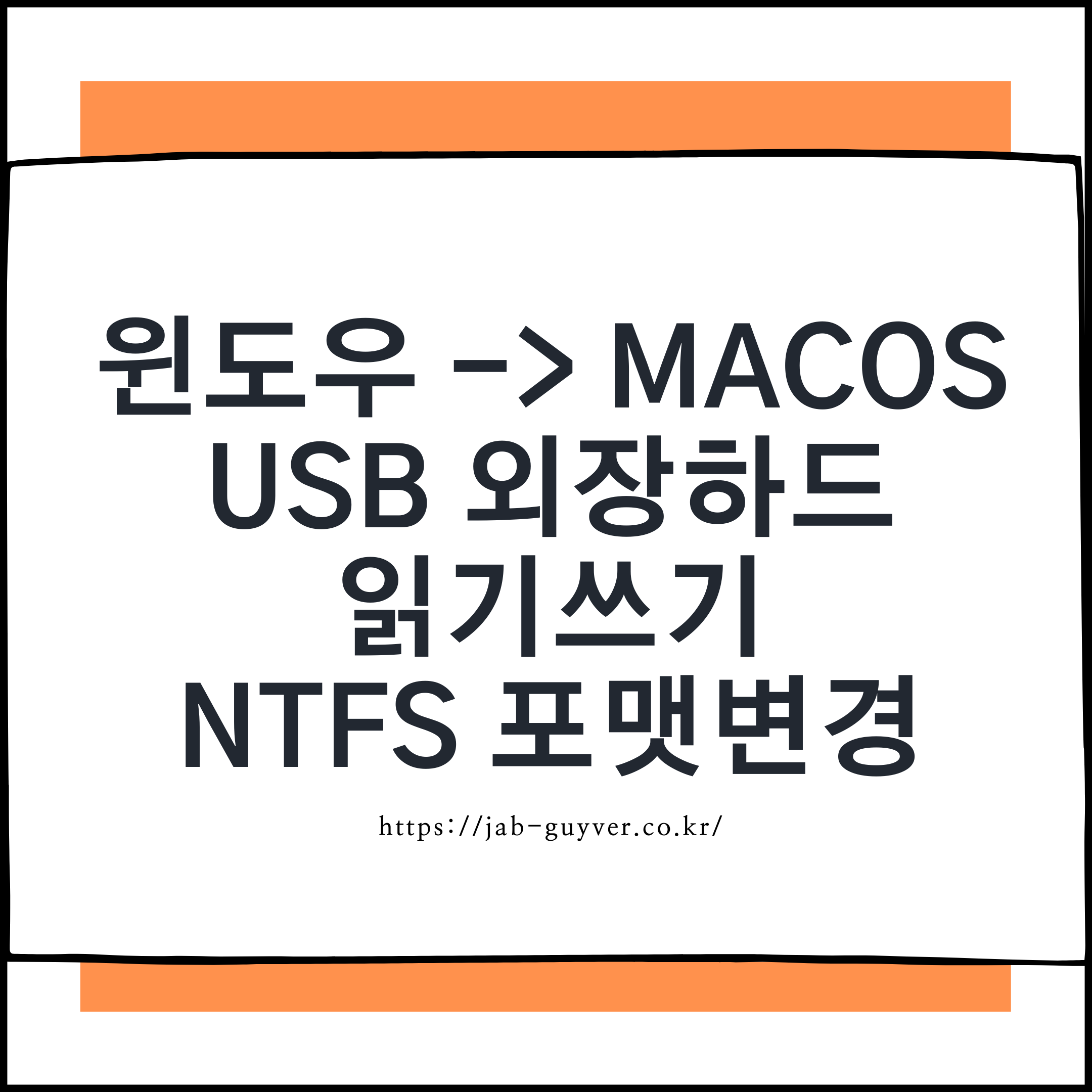맥과 윈도우에서 외장하드 NTFS 읽기 쓰기와 포맷 변경을 설명하는 이미지