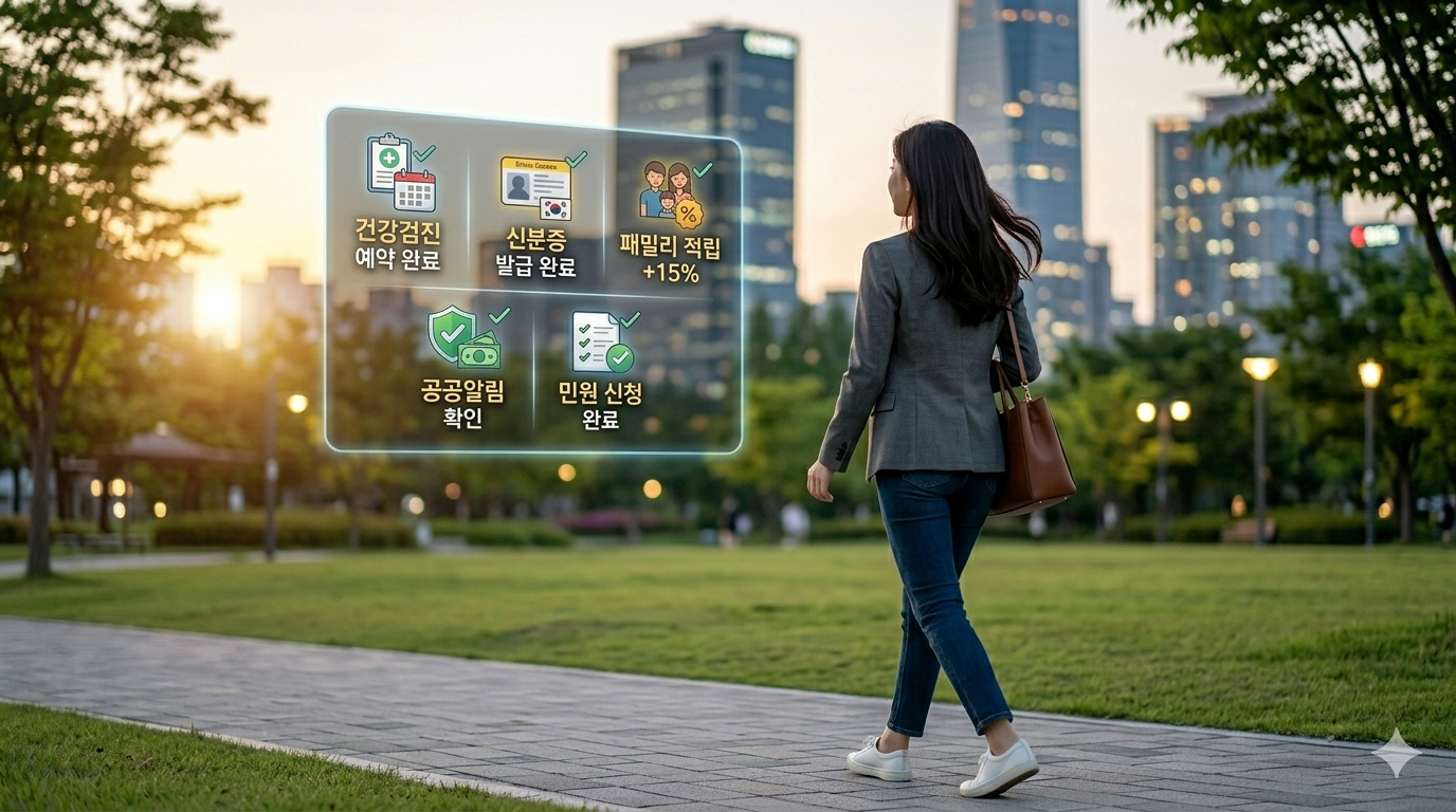 "💸 2026년 3월 최신 팩트 체크: 카카오톡, 네이버 앱 속 나만 몰랐던 유용한 생활 솔루션 5가지를 직관적으로 보여주는 거대한 홀로그램 인포그래픽을 전신 뒷모습의 '그녀'가 설명하는 역동적인 메인 커버 이미지입니다. 전문성을 높이고 호기심을 자극하는 비주얼 자료입니다. (글로서닷컴 제공)"