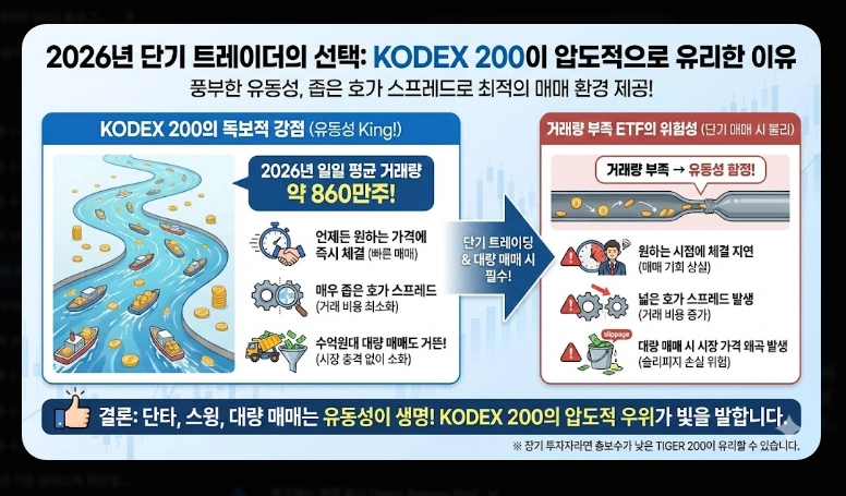 KODEX 200 vs TIGER 200 비교 총보수&middot;거래량&middot;순자산 분석 및 선택 가이드 (2026)