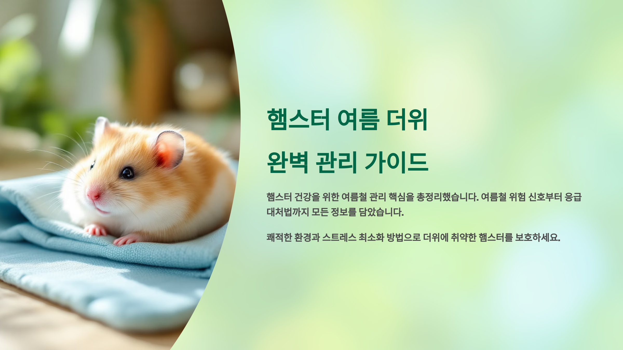햄스터 여름 더위 완벽 관리 가이드