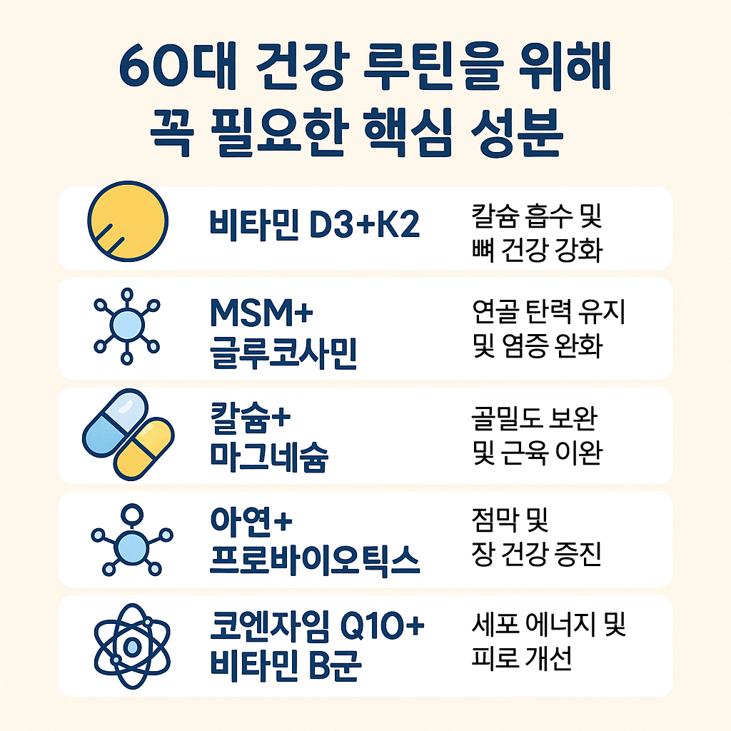 60대 건강 루틴을 위한 핵심성분