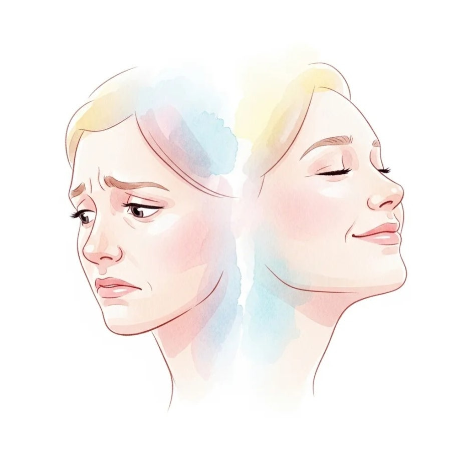 시술 전후의 편안함과 만족감을 나타내는 얼굴