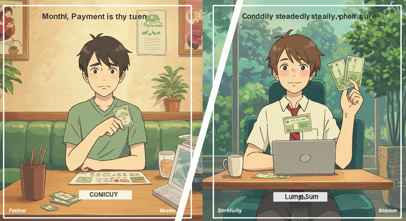 직업에 따라 다른 납입 방식 선택 장면