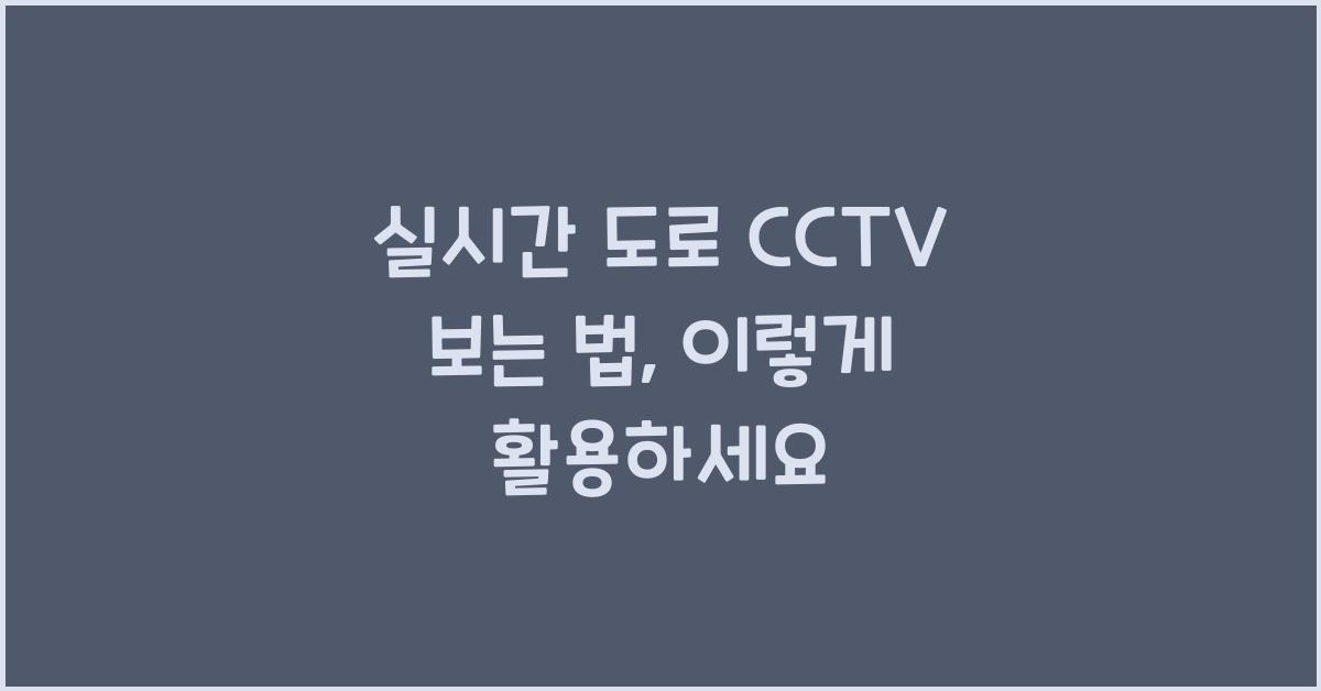 실시간 도로 cctv 보는 법