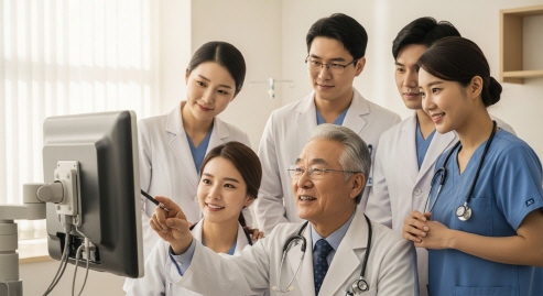 의료진이 검사 결과를 주의 깊게 확인하는 모습