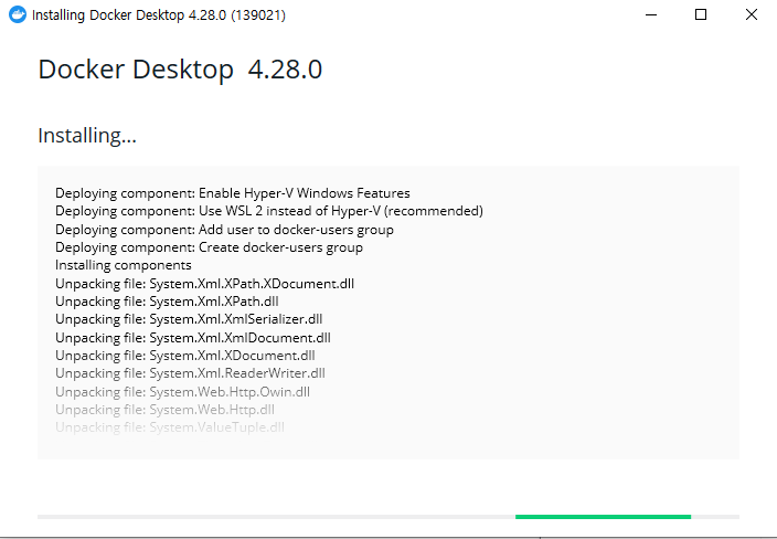 docker desktop 4.28.0 설치 과정