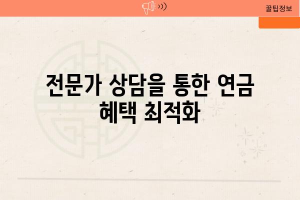 전문가 상담을 통한 연금 혜택 최적화