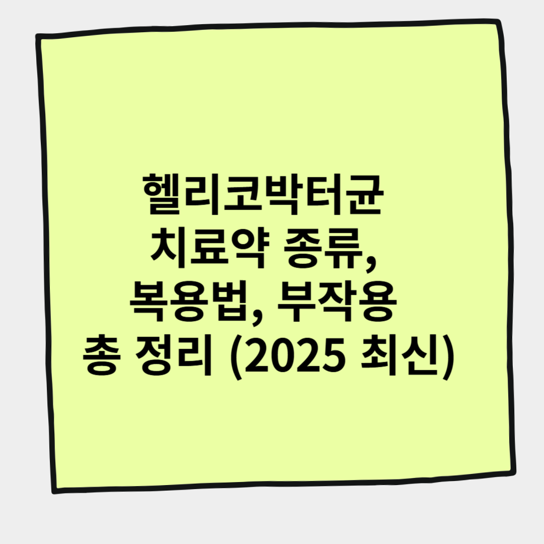헬리코박터균 치료약 종류, 복용법, 부작용 총 정리 (2025 최신)