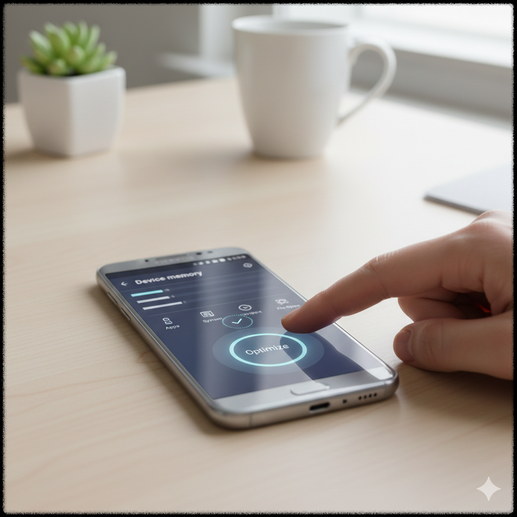 안드로이드 메모리 최적화를 실행하는 모습