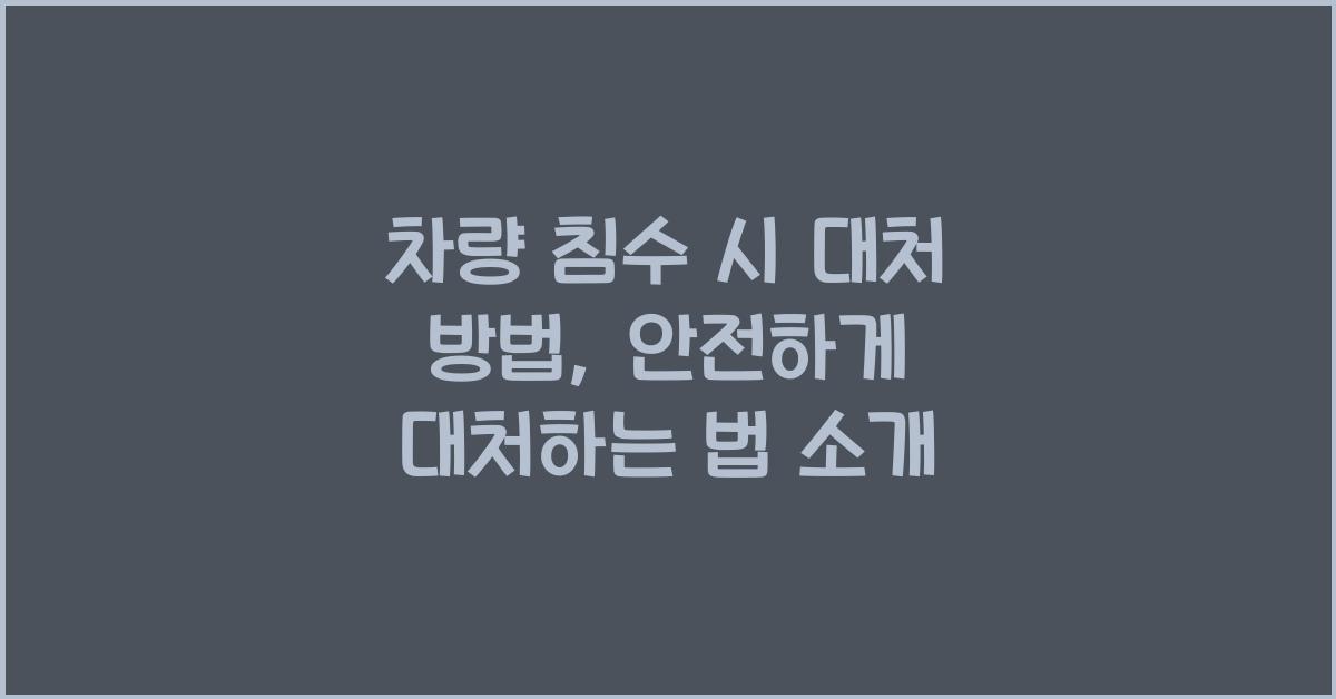 차량 침수 시 대처 방법