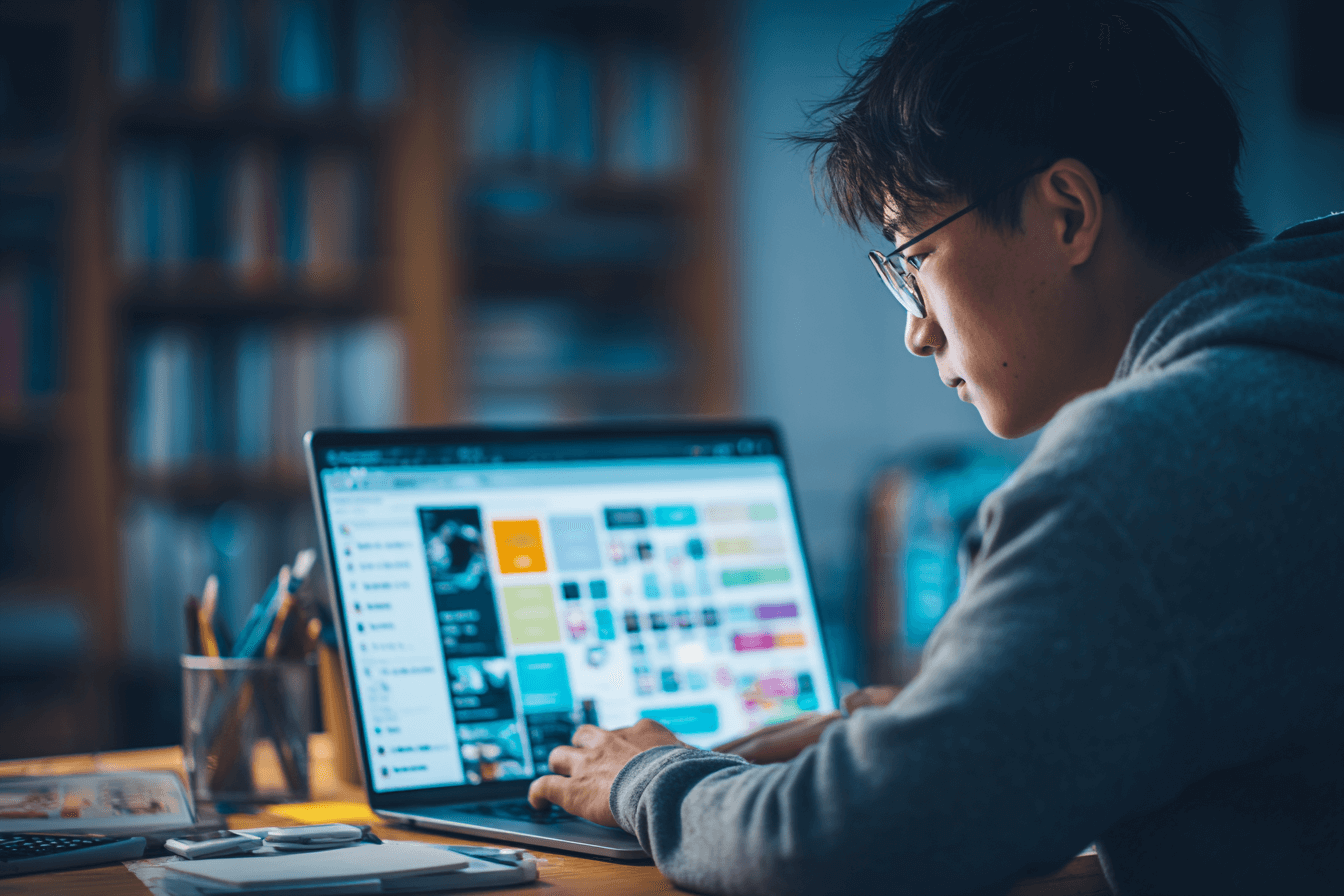 노트북으로-티빙을-이용중인-사람