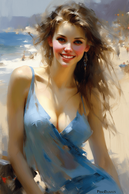 Playground AI로 생성한 그림(2) - 밝게 웃는 미녀