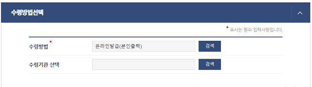 발급 방법 선택