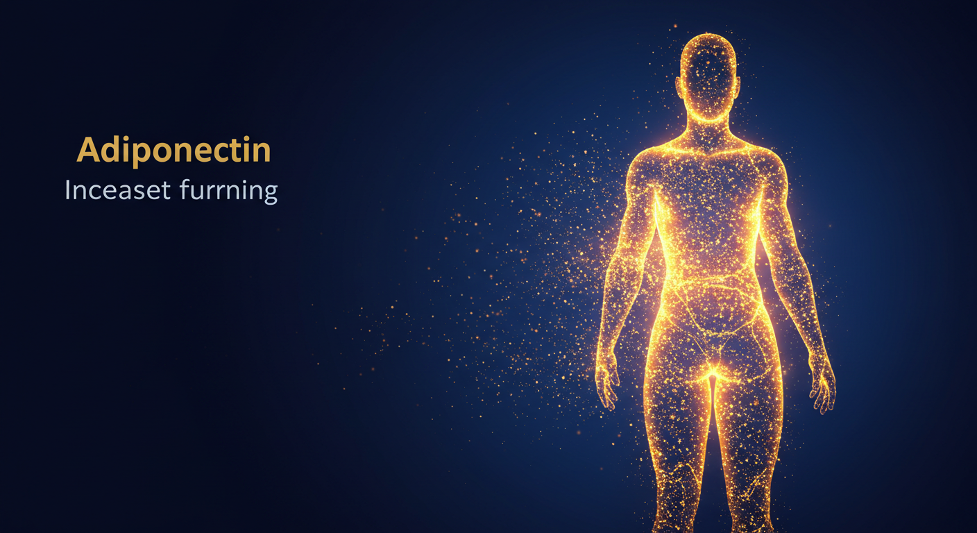 아디포넥틴이 지방 연소를 촉진하는 컨셉 비주얼