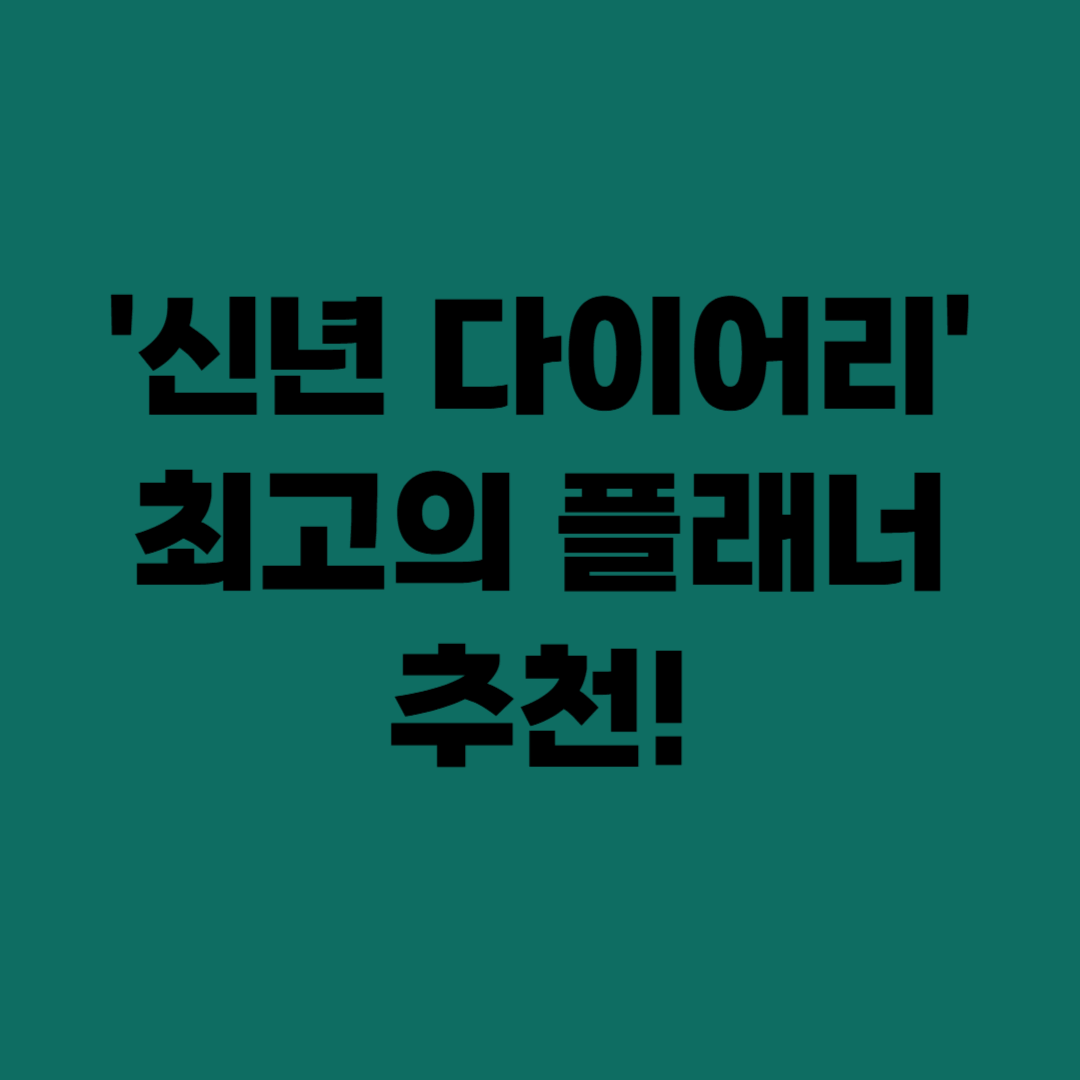 신년 다이어리 추천