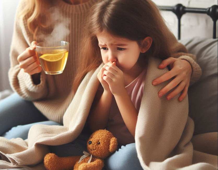 아이가 기침하는 이미지