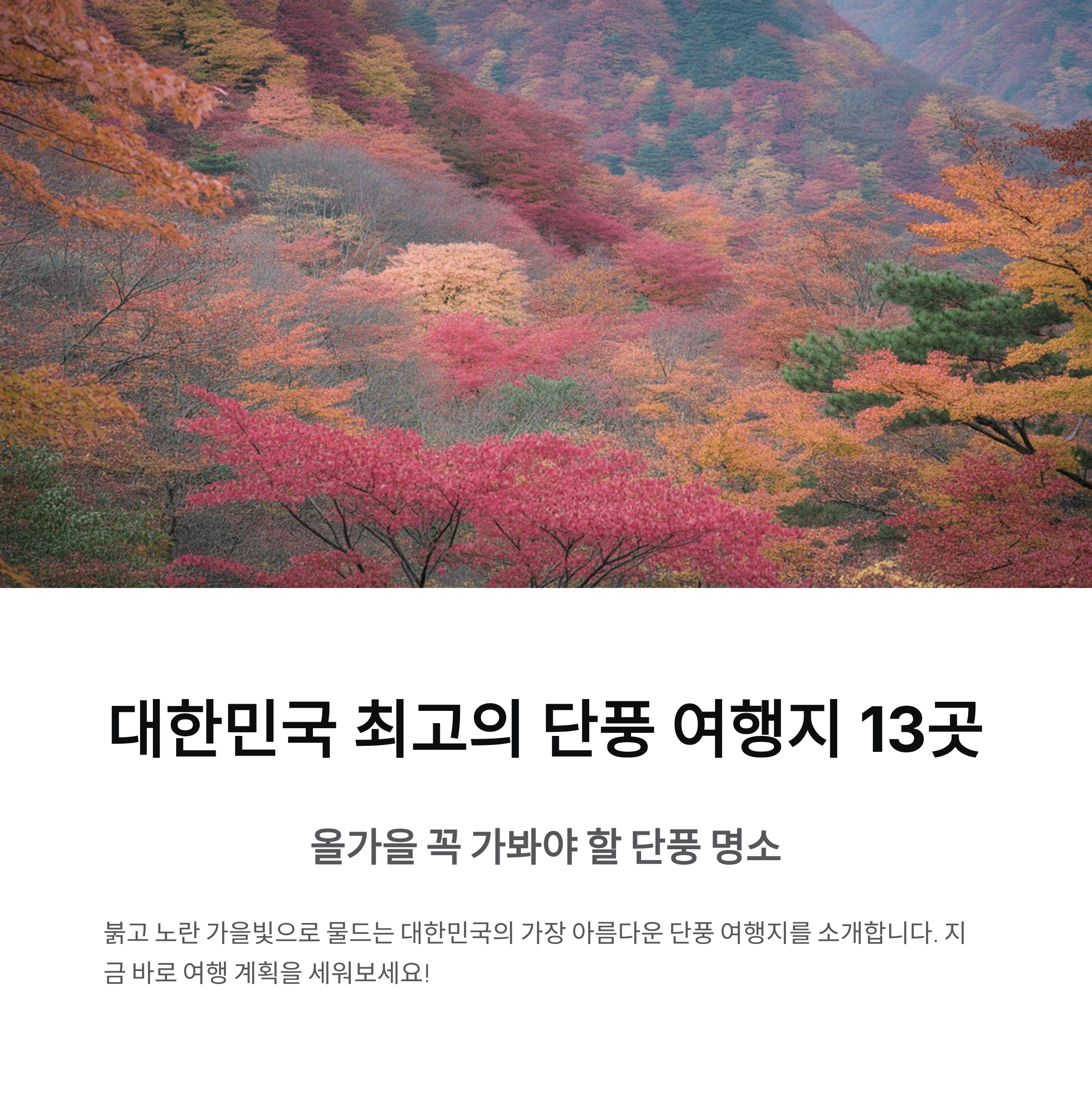 명실상부한 대한민국 최고의 단풍 여행지 13곳
