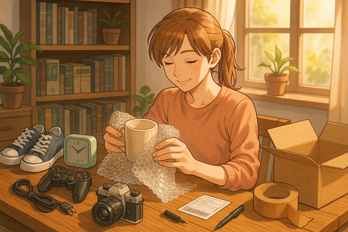 스마트폰으로 중고거래 앱을 사용하며 절약하는 모습을 보여주는 대표 이미지