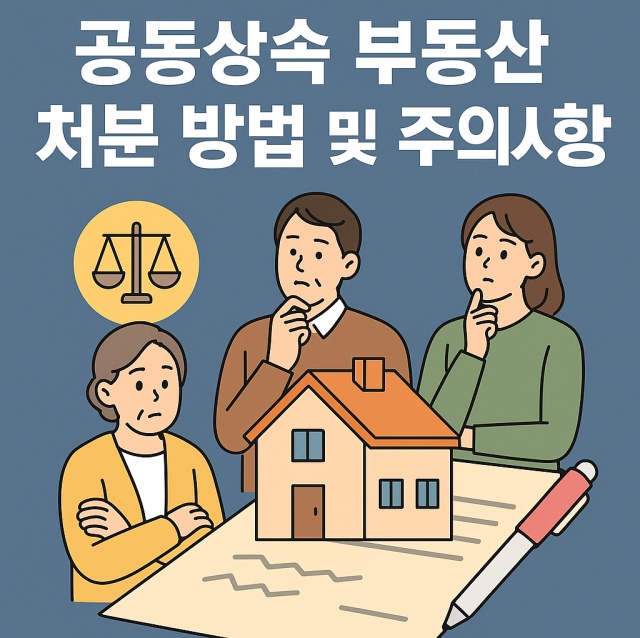 공동상속 부동산의 처분 방법과 주의사항을 설명하는 상속 관련 대표 이미지