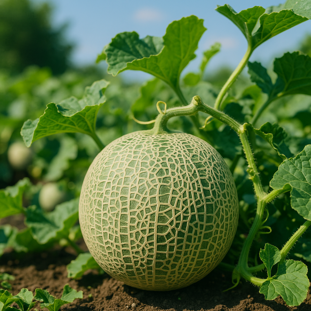 밭에서 자라는 멜론 덩굴
