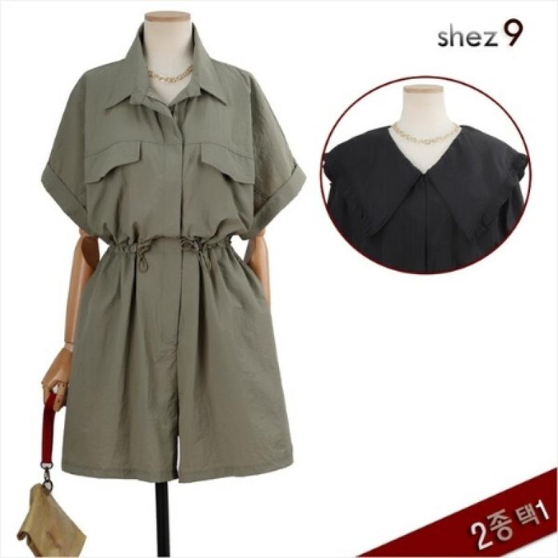 쉬즈나인 듀오 카라넥 반바지 점프수트