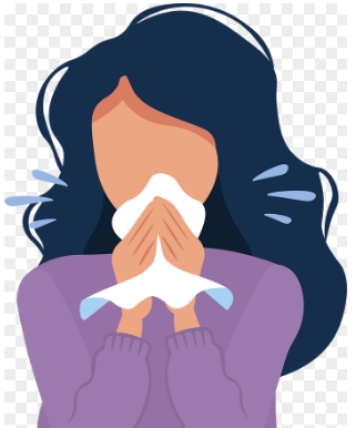 콧물 닦는 여자 모습