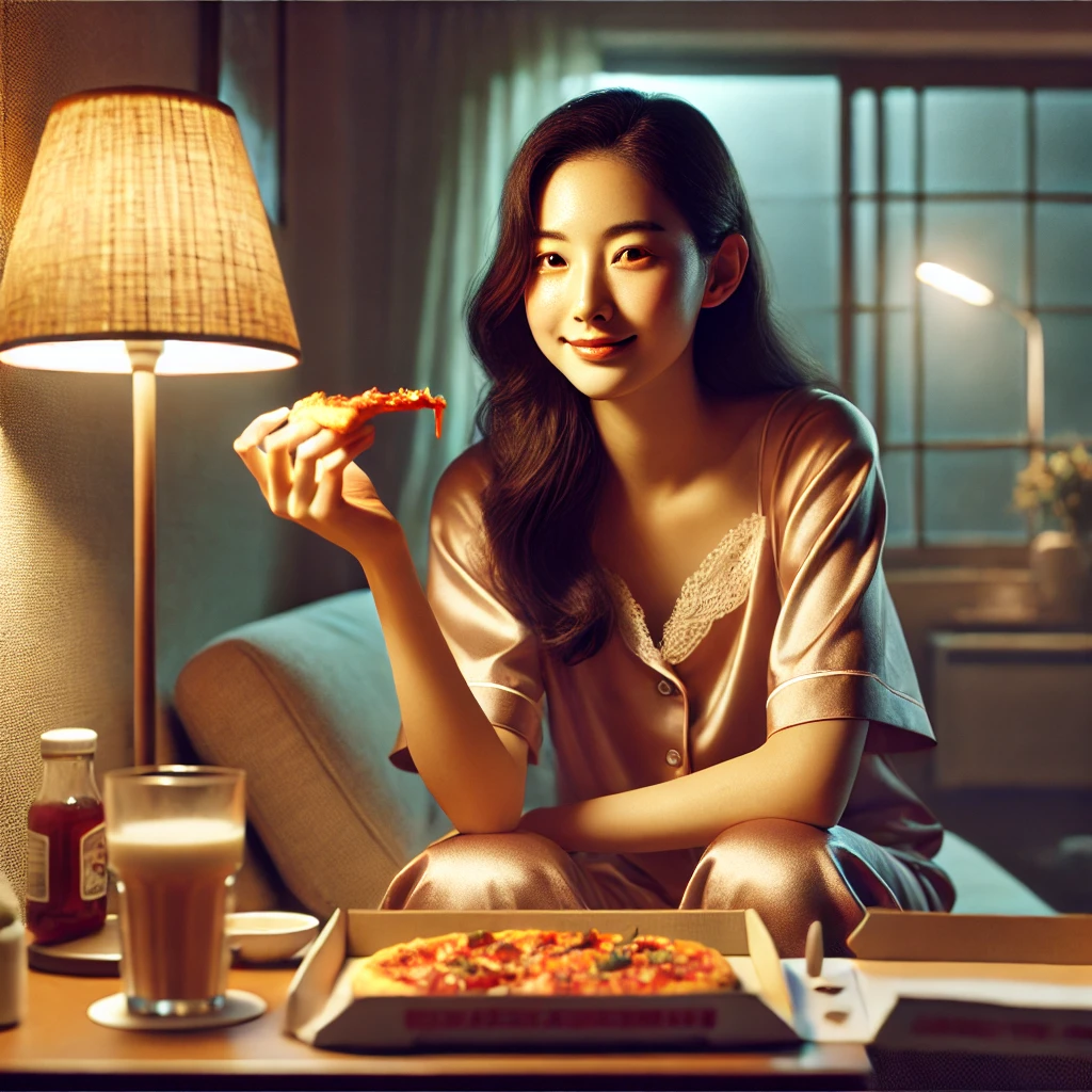 야식-먹는-여자