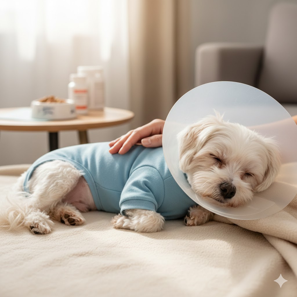 강아지 수술후 사진