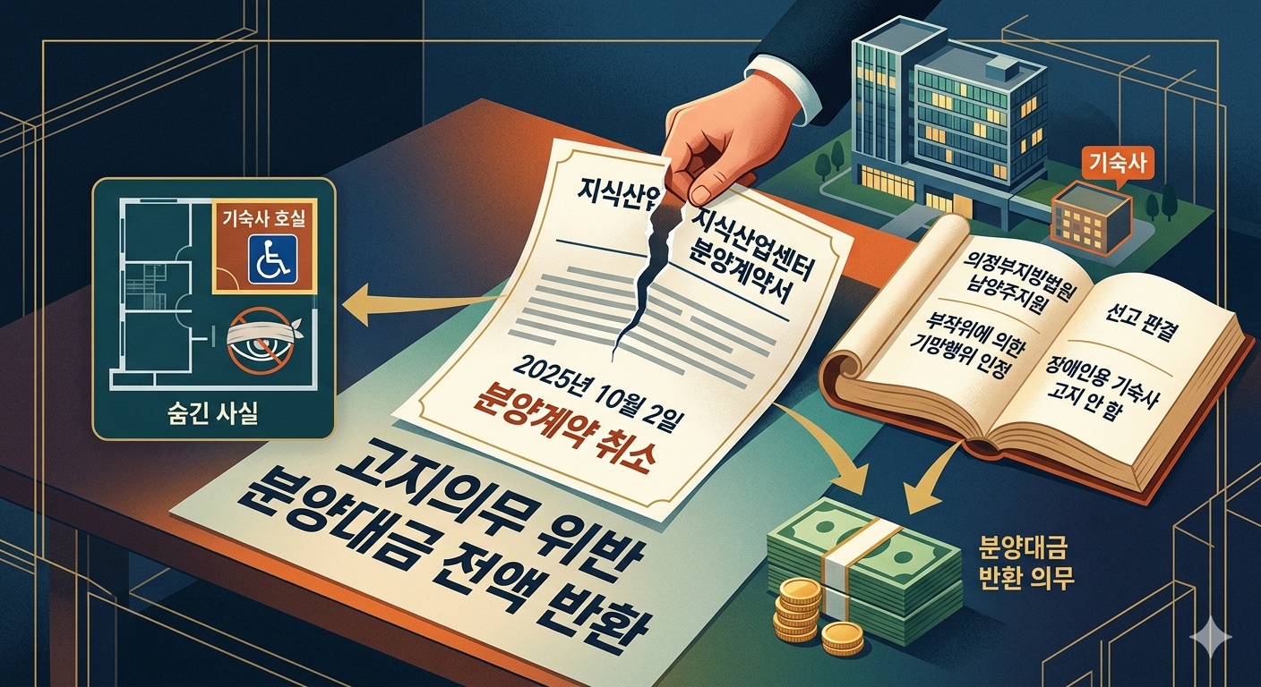 지식산업센터 장애인용 기숙사 고지안했으면 분양계약 취소, 해제 가능