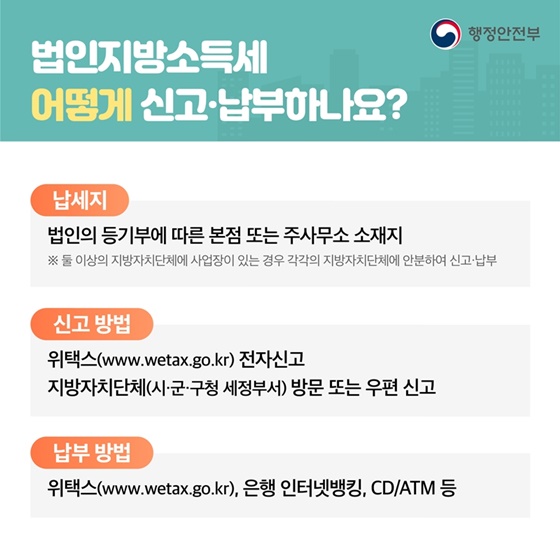  법인 지방소득세 신고 및 납부 
