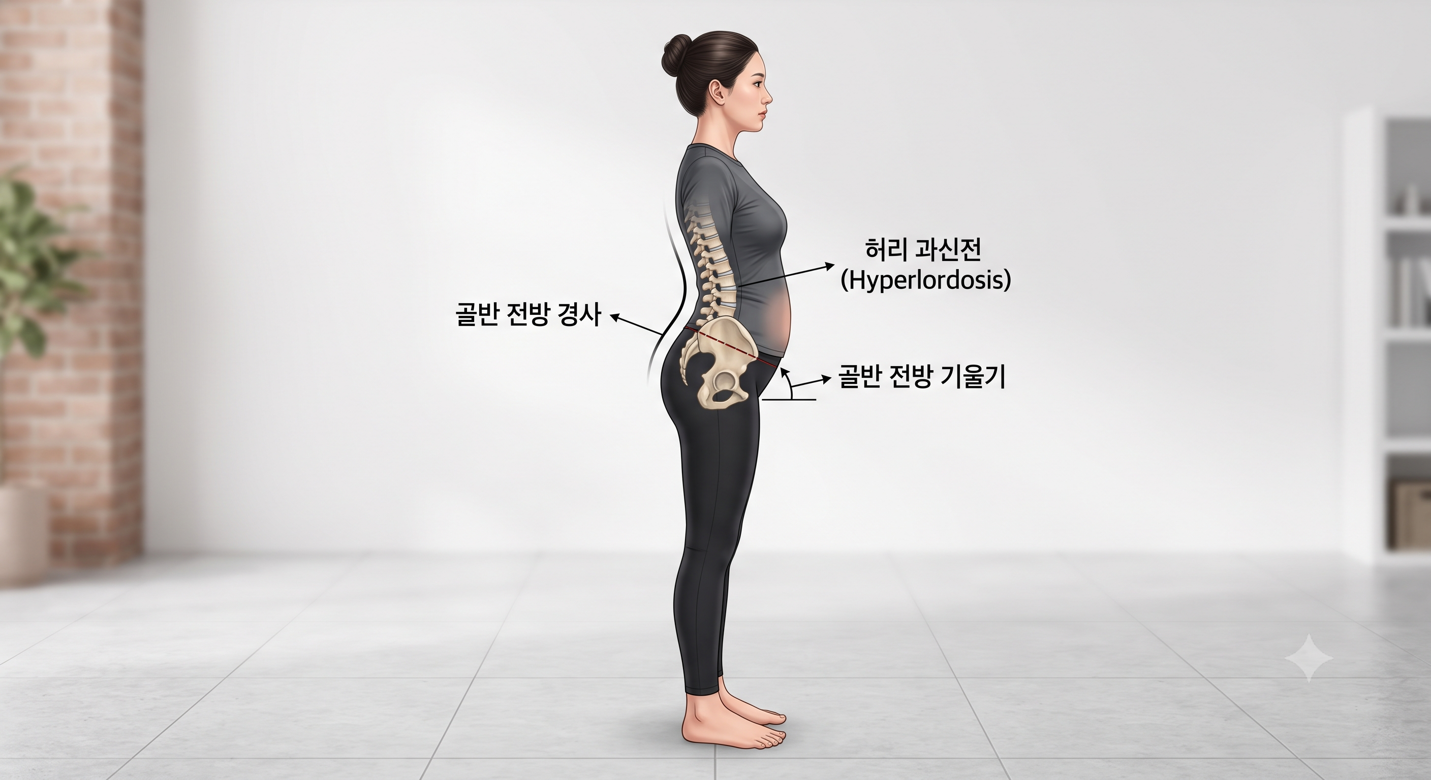 허리가 과하게 젖혀진 옆모습