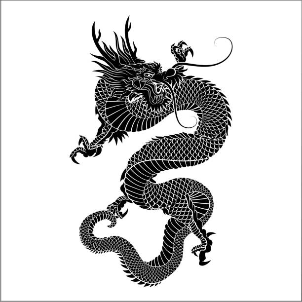 검은색으로-그린-용