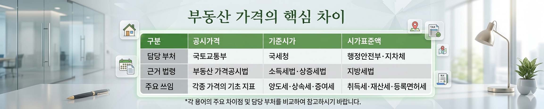 부동산 가격의 핵심 차이- 공시가격, 기준시가, 시가표준액