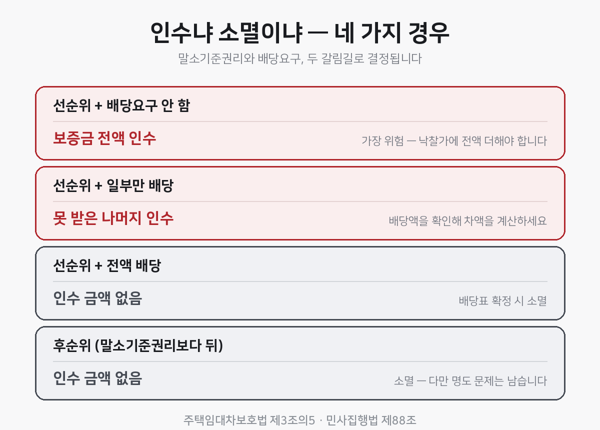 선순위 임차인 인수와 소멸 네 가지 경우