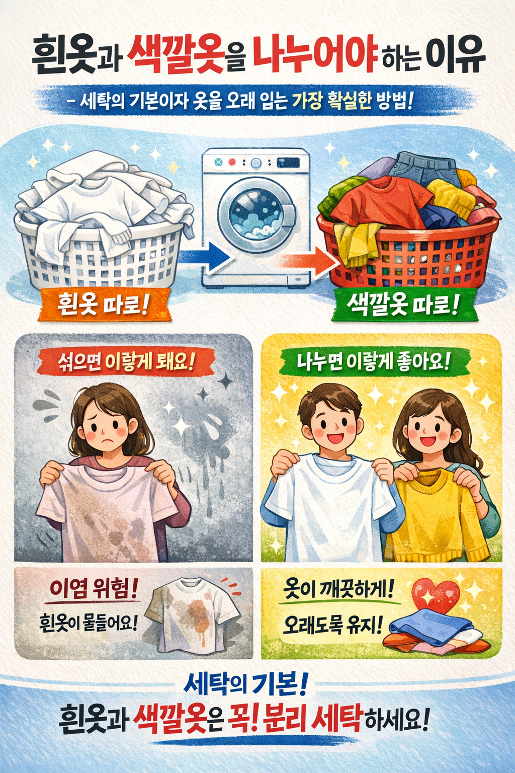 흰옷과 색깔옷을 나누어야 하는 이유 - 세탁의 기본이자 옷을 오래 입는 가장 확실한 방법