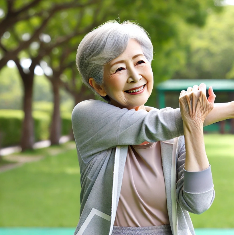 관절 운동을 하는 노인의 모습