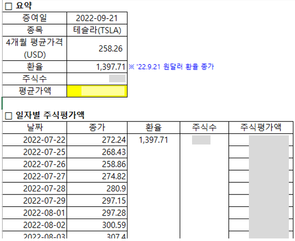 주식평가액-계산화면