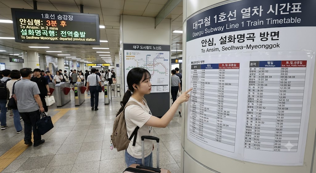 대구 지하철 1호선 역별 첫차 막차 시간표