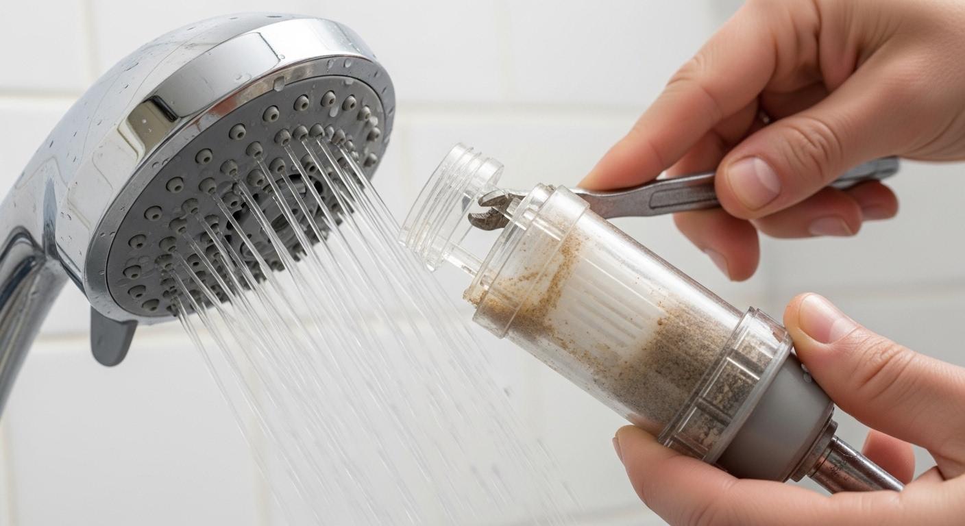 약한 수압 샤워기 필터 문제 해결