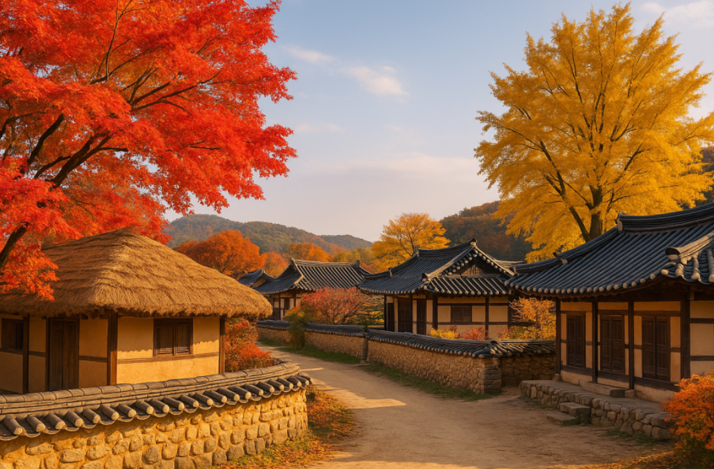 안동 하회마을 단풍길