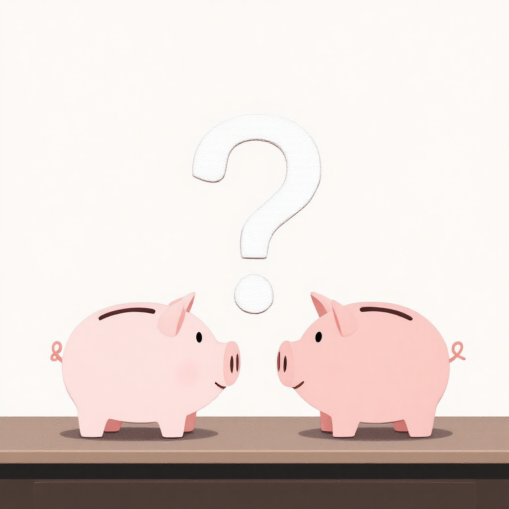 돼지저금통이 서로 마주 보고 있음