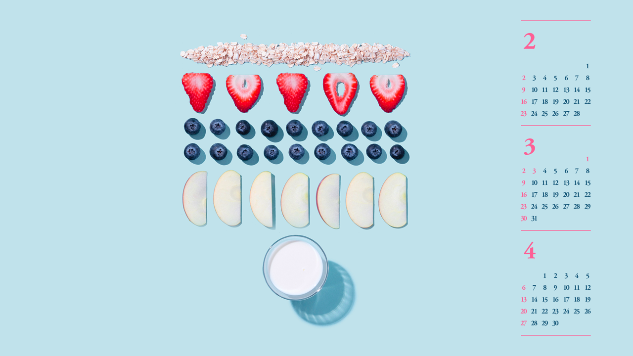 09 과일과 우유 B - 2025년3월 노트북배경화면