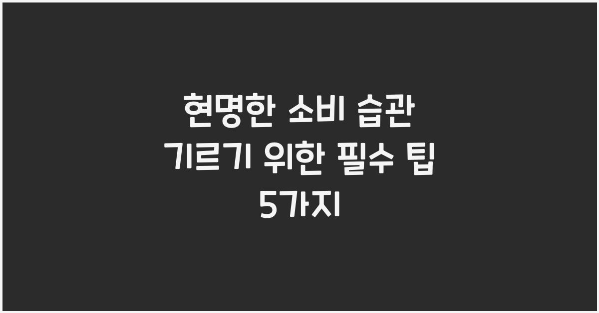 현명한 소비 습관 기르기