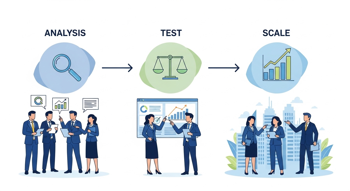 3단계 프로세스를 시각화한 인포그래픽