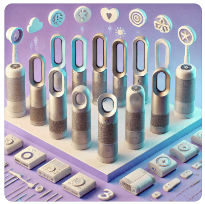 다이슨 공기청정기 추천 모델 비교 썸네일 - 여러 모델 비교를 나타내는 아이콘과 다이슨 공기청정기