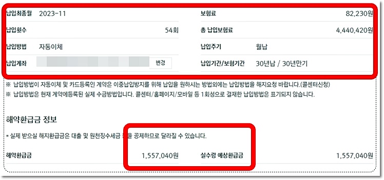 내 암보험 해약환급금