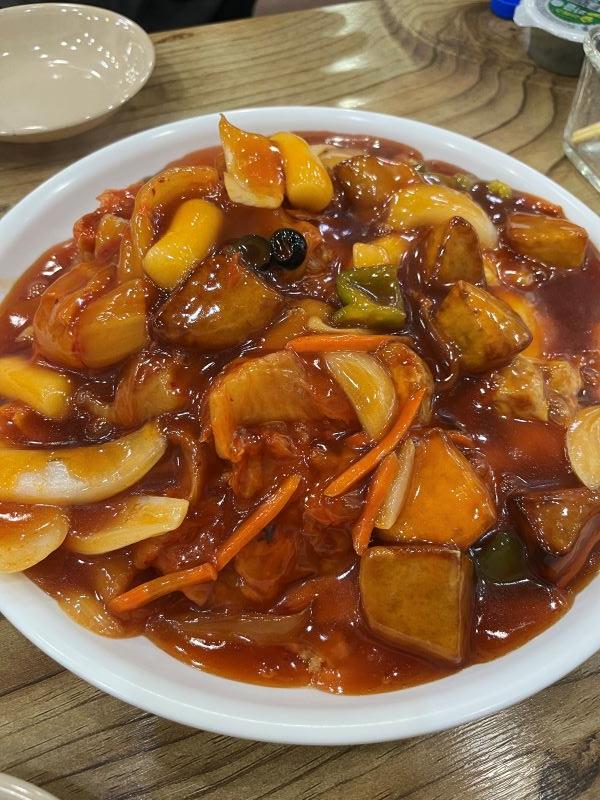 고구마 김치 치즈 탕수육