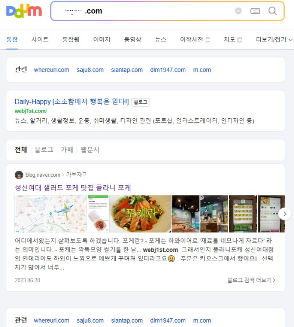 다음 검색에 최적화 되어 나타나짐