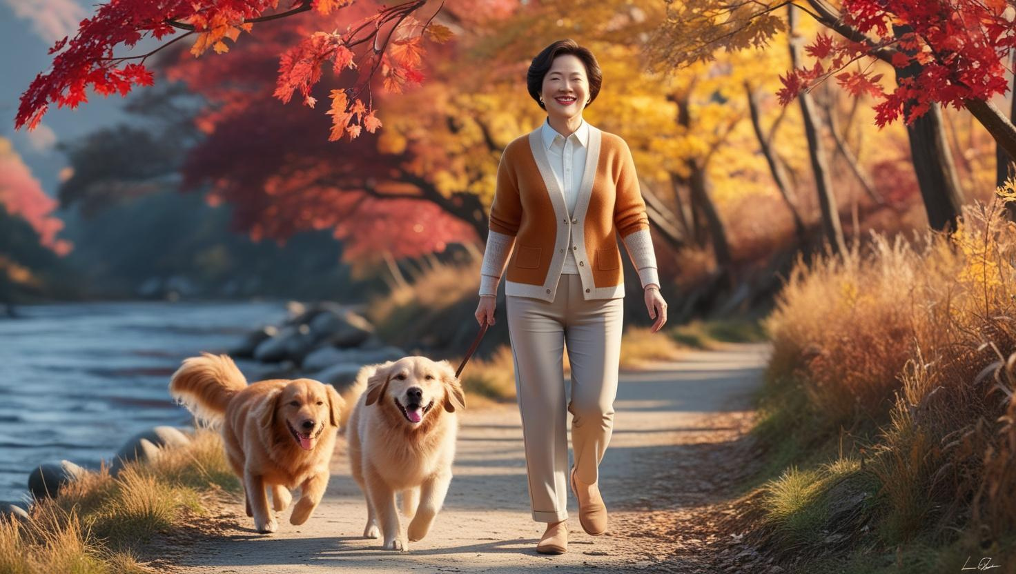 갱년기여성 운동 모습 그림